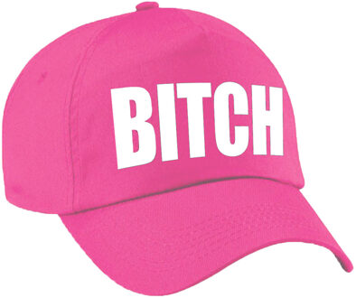 Bellatio Decorations Bitch tekst petje - baseball cap - roze - voor dames en heren - foute party
