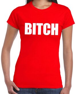 Bellatio Decorations BITCH tekst t-shirt rood dames XS