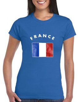 Bellatio Decorations Blauw dames t-shirt frankrijk l