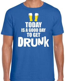 Bellatio Decorations Blauw fun t-shirt good day to get drunk  - heren -  Drank / festival shirt / outfit / kleding XL