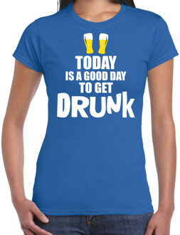 Bellatio Decorations Blauw fun t-shirt good day to get drunk voor dames