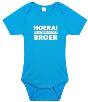 Bellatio Decorations Blauw Hoera ik word grote broer rompertje voor jongens 56 (1-2 maanden)