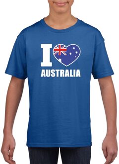 Bellatio Decorations Blauw I love Australie fan shirt kinderen L (146-152)