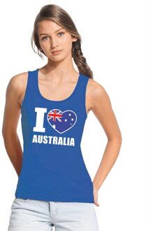 Bellatio Decorations Blauw I love Australie fan singlet shirt/ tanktop dames L