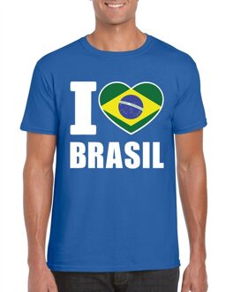 Bellatio Decorations Blauw I love Brazilie fan shirt heren 2XL