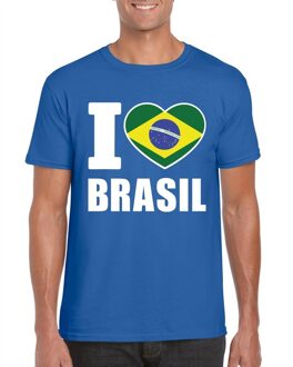 Bellatio Decorations Blauw I love Brazilie fan shirt heren