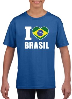 Bellatio Decorations Blauw I love Brazilie fan shirt kinderen L (146-152)