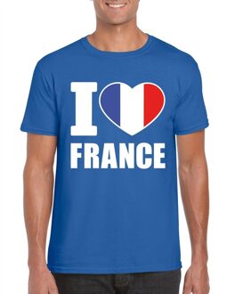 Bellatio Decorations Blauw I love Frankrijk fan shirt heren