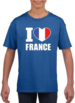 Bellatio Decorations Blauw I love Frankrijk fan shirt kinderen L (146-152)