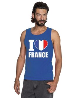 Bellatio Decorations Blauw I love Frankrijk fan singlet shirt/ tanktop heren 2XL