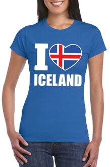 Bellatio Decorations Blauw I love Ijsland fan shirt dames L