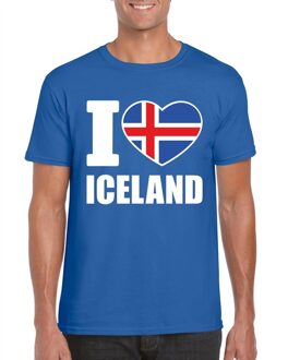 Bellatio Decorations Blauw I love Ijsland fan shirt heren