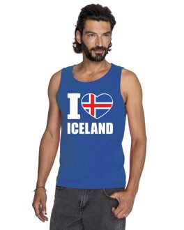 Bellatio Decorations Blauw I love Ijsland fan singlet shirt/ tanktop heren 2XL