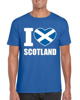 Bellatio Decorations Blauw I love Schotland fan shirt heren M