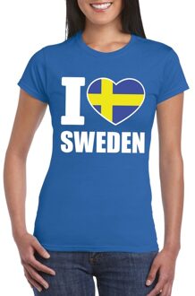 Bellatio Decorations Blauw I love Zweden fan shirt dames L