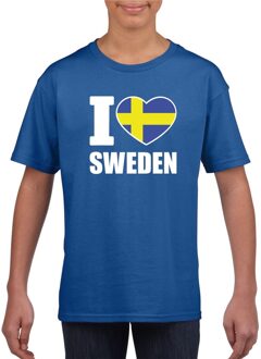 Bellatio Decorations Blauw I love Zweden fan shirt kinderen L (146-152)