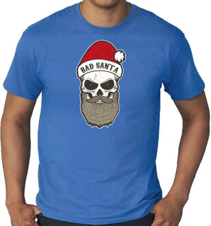 Bellatio Decorations Blauw Kerst shirt/ Kerstkleding Bad Santa voor heren grote maten 3XL - kerst t-shirts