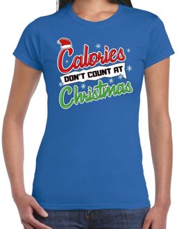 Bellatio Decorations Blauw kerstshirt / kerstkleding calories dont count at christmas voor dames 2XL - kerst t-shirts