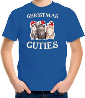 Bellatio Decorations Blauw Kerstshirt / Kerstkleding Christmas cuties voor kinderen L (140-152) - kerst t-shirts kind