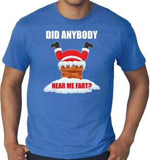 Bellatio Decorations Blauw Kerstshirt / Kerstkleding Did anybody hear my fart voor heren grote maten 3XL - kerst t-shirts