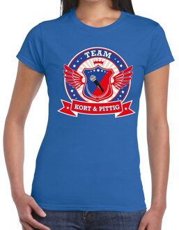 Bellatio Decorations Blauw Kort en Pittig team t-shirt / t-shirt blauw dames 2XL