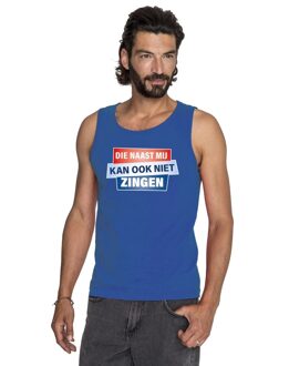Bellatio Decorations Blauw mouwloos shirt / tanktop - Die naast mij kan ook niet  zingen heren 2XL