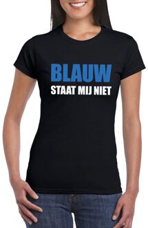 Bellatio Decorations Blauw staat mij niet tekst t-shirt zwart voor dames - dames fun shirts 2XL