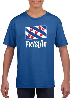 Bellatio Decorations Blauw t-shirt Fryslan / Friesland vlag kinderen L (146-152)