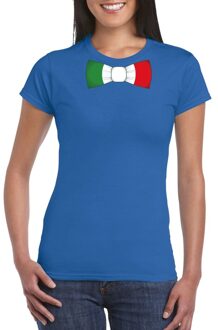 Bellatio Decorations Blauw t-shirt met Italie vlag strikje dames XS