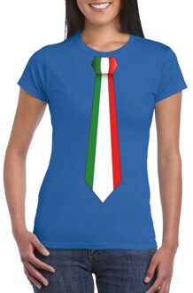 Bellatio Decorations Blauw t-shirt met Italie vlag stropdas dames 2XL