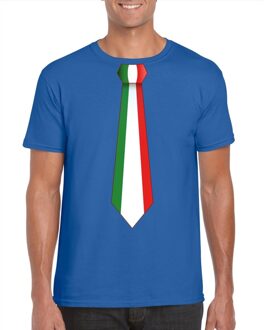 Bellatio Decorations Blauw t-shirt met Italie vlag stropdas heren 2XL