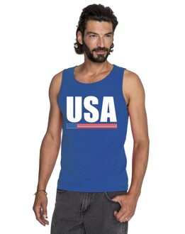 Bellatio Decorations Blauw USA/ Amerika supporter singlet shirt/ tanktop heren 2XL