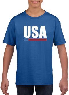 Bellatio Decorations Blauw USA / Amerika supporter t-shirt voor kinderen XS (110-116)