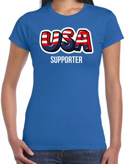 Bellatio Decorations Blauw usa fan t-shirt voor dames - usa supporter - Amerika supporter - EK/ WK shirt / outfit 2XL