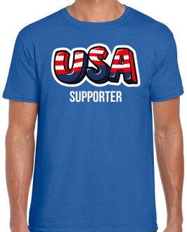 Bellatio Decorations Blauw usa fan t-shirt voor heren - usa supporter - Amerika supporter - EK/ WK shirt / outfit 2XL