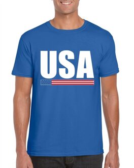 Bellatio Decorations Blauw USA supporter t-shirt voor heren 2XL