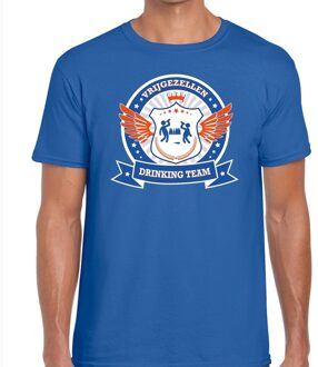 Bellatio Decorations Blauw vrijgezellenfeest drinking team t-shirt blauw oranje heren L