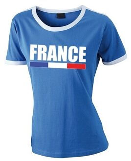Bellatio Decorations Blauw/ wit Frankrijk supporter ringer t-shirt voor dames