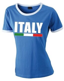 Bellatio Decorations Blauw/ wit Italie supporter ringer t-shirt voor dames L