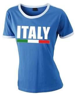 Bellatio Decorations Blauw/ wit Italie supporter ringer t-shirt voor dames