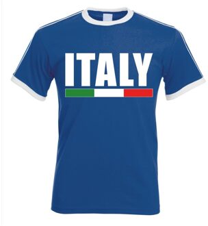 Bellatio Decorations Blauw/ wit Italie supporter ringer t-shirt voor heren