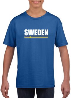 Bellatio Decorations Blauw Zweden supporter t-shirt voor kinderen L (146-152)