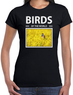 Bellatio Decorations Blauwborst vogels t-shirt met dieren foto birds of the world zwart voor dames