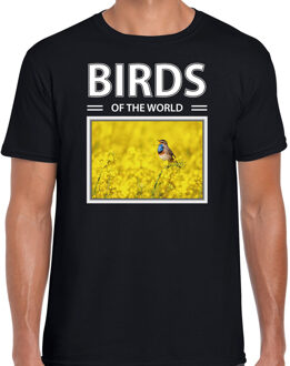 Bellatio Decorations Blauwborst vogels t-shirt met dieren foto birds of the world zwart voor heren