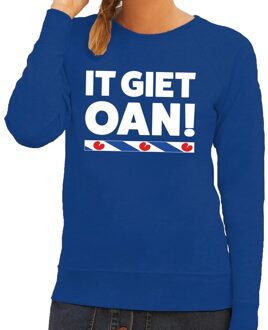 Bellatio Decorations Blauwe trui / sweater Friesland It Giet Oan dames S
