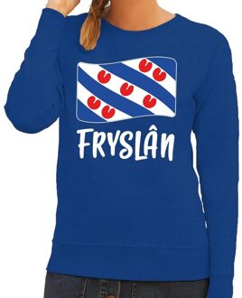 Bellatio Decorations Blauwe trui / sweater Fryslan / Friesland vlag dames 2XL