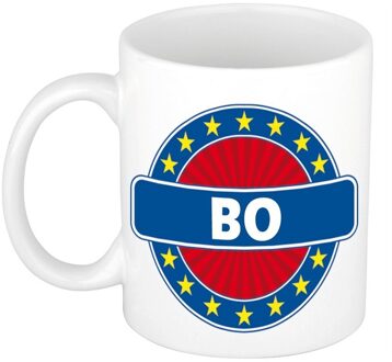 Bellatio Decorations Bo voornaam koffiemok - beker - wit/blauw - 300 ml - Cadeau - Heren - Collega - Vaderdag