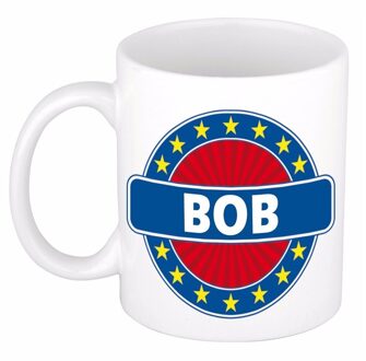 Bellatio Decorations Bob voornaam koffiemok - beker - wit/blauw - 300 ml - Cadeau - Heren - Collega - Vaderdag Multi