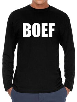 Bellatio Decorations BOEF long sleeve t-shirt zwart voor heren