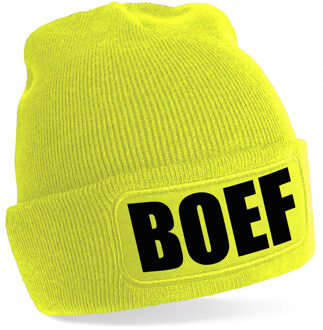 Bellatio Decorations Boef muts/beanie onesize unisex - geel One size